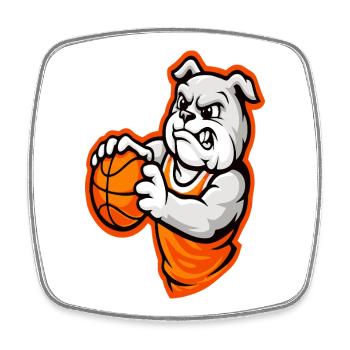 Power Basketball Bulldog Mascot - Square fridge magnet - white - Front