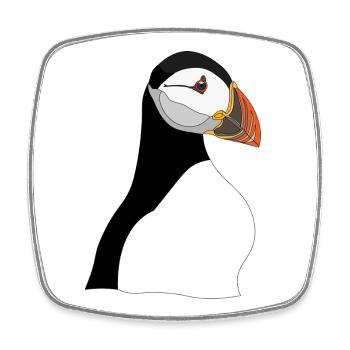 Puffin Head Print - Square fridge magnet - white - Front