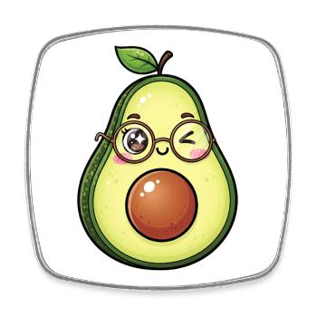 Avocado with Glasses Wink - Square fridge magnet - white - Front