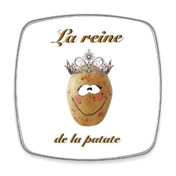 The Queen of the Potato – Humour cuisine - Square fridge magnet - white - Front