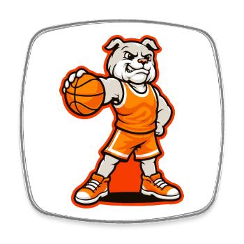 Pose de pouvoir de la mascotte des Bulldogs de basketball - Magnet carré - blanc - Devant