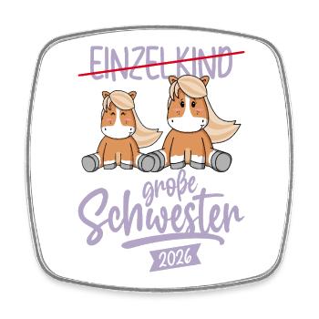 Big Sister 2026 - Pony - Pregnancy Baby - Square fridge magnet - white - Front