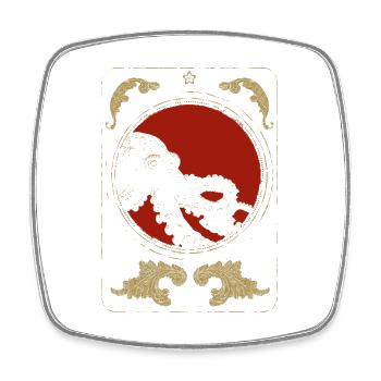 Octopus in the Red Moon – Art Deco Gold - Square fridge magnet - white - Front