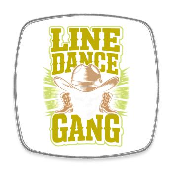 Line Dance Gang Skull Cowboy - Square fridge magnet - white - Front