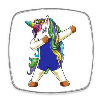 Dabbing Unicorn Swimmer Funny Summer Swimming - Square fridge magnet - white - Front