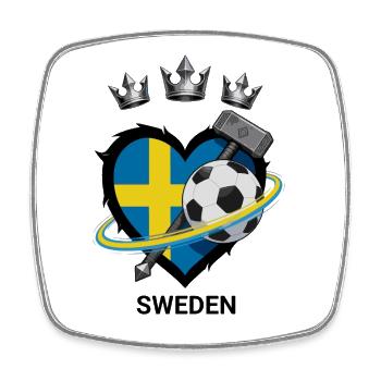 Sweden Football Hammer Heart Fan Design - Viereckiger Kühlschrankmagnet - Weiß - Vorne