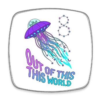 Out Of This World 8. Geburtstag UFO Qualle - Viereckiger Kühlschrankmagnet - Weiß - Vorne