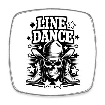 Line Dance – Western Skull Cowboy Tanz - Viereckiger Kühlschrankmagnet - Weiß - Vorne