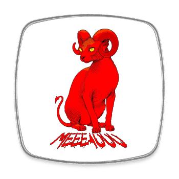 Demon Sphinx Cat: Red Meeeauuu - Square fridge magnet - white - Front
