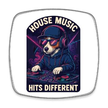 Jack Russell Terrier DJ Platines Cadeau de la maison - Magnet carré - blanc - Devant