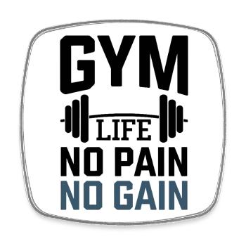Fitness Motivation – Gym Life No Pain No Gain - Magnet carré - blanc - Devant