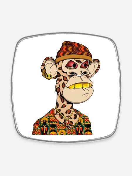Ape in a colorful streetwear look - Square fridge magnet - white