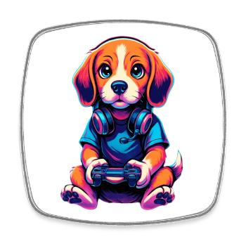 Beagle Gaming Gamer Gaming Gaming Video Games - Square fridge magnet - white - Front
