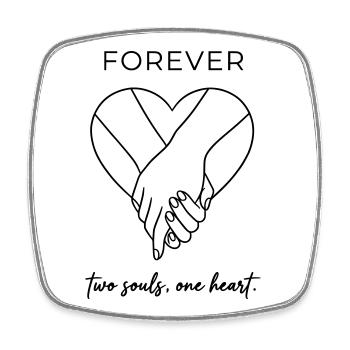 Two Souls One Heart - Forever Valentine Minimalist - Square fridge magnet - white - Front
