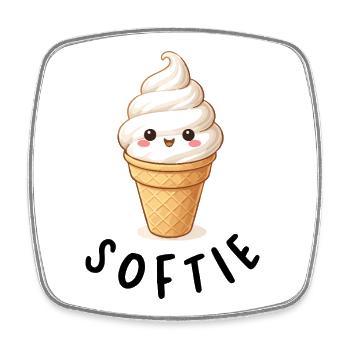 Kawaii Eiscreme auf Waffel - Viereckiger Kühlschrankmagnet - Weiß - Vorne