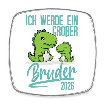 Je vais être un grand frère dino bébé 2026 - Magnet carré - blanc - Devant