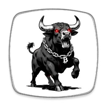 Bitcoin Bull Red Laser Eyes Crypto Bull Run - Square fridge magnet - white - Front