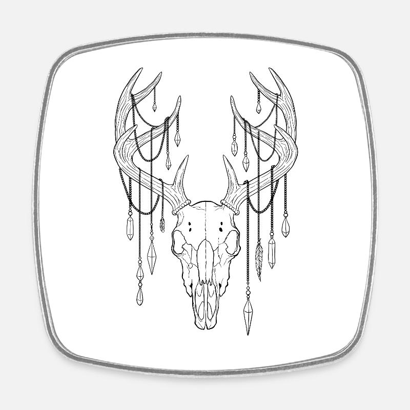 Bois de cerf avec cristaux - Magnet carré - blanc