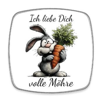 Hoppelbunny avec carotte pleine carotte Saint-Valentin - Magnet carré - blanc - Devant