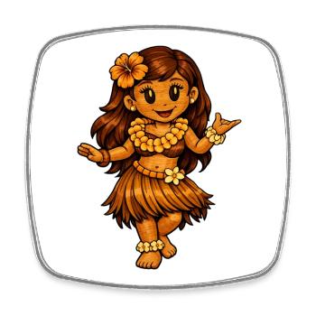 Hula-Tänzerin Hawaii-Stil - Viereckiger Kühlschrankmagnet - Weiß - Vorne