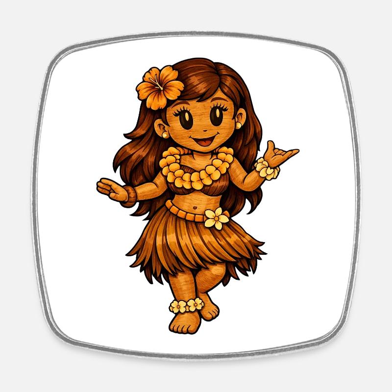 Hula Dancer Hawaiian Style - Square fridge magnet - white