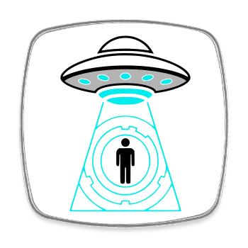 UFO Entführung Beam Me Up Vektor - Viereckiger Kühlschrankmagnet - Weiß - Vorne