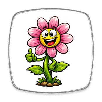 Funny Flower - Viereckiger Kühlschrankmagnet - Weiß - Vorne