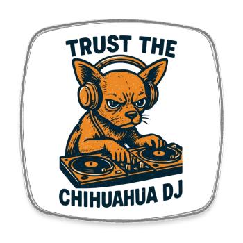 Chihuahua DJ Retro Turntables Kopfhörer Geschenk - Viereckiger Kühlschrankmagnet - Weiß - Vorne