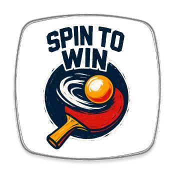 Spin to Win - Ping Pong - Magnet carré - blanc - Devant