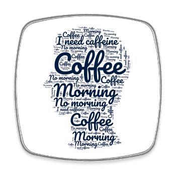 The heart of coffee: morning typography - Square fridge magnet - white - Front