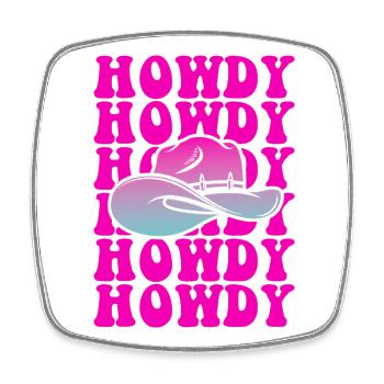 Howdy Pop Hat Farbverlauf - Viereckiger Kühlschrankmagnet - Weiß - Vorne