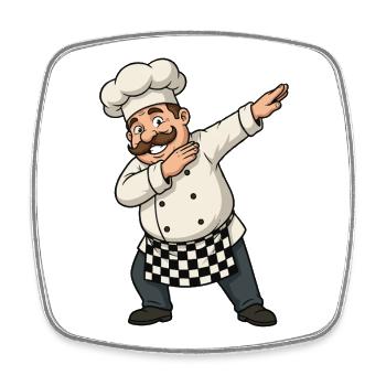 Cuisinier d’Abattage – Motif de dessin animé drôle - Magnet carré - blanc - Devant