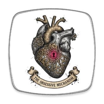 Cœur Steampunk avec Gears Dark Academia - Magnet carré - blanc - Devant