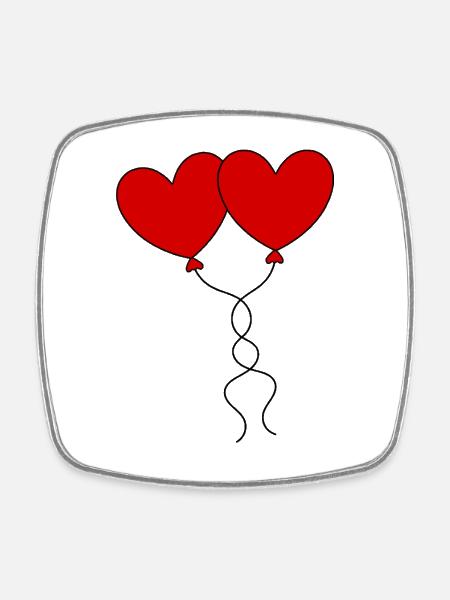Valentinstag Rotes Herz, Valentinstag - Viereckiger Kühlschrankmagnet - Weiß