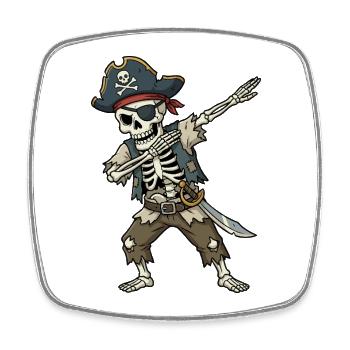 Pirate Dab – Dessin animé squelettique drôle - Magnet carré - blanc - Devant
