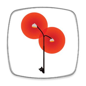 Street light with cat - Square fridge magnet - white - Front