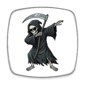 Dabbing Grim Reaper – Dessin animé Drôle du Crâne - Magnet carré - blanc - Devant