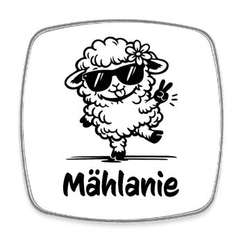 Mählanie Tanzendes Schaf Lustiges Wortspiel - Viereckiger Kühlschrankmagnet - Weiß - Vorne