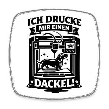 Dackel 3D Drucker Basteln Hund - Viereckiger Kühlschrankmagnet - Weiß - Vorne