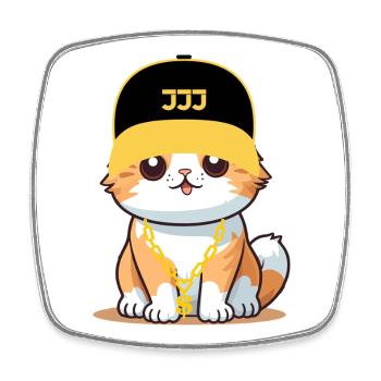 Swag cat - cool cat - Square fridge magnet - white - Front