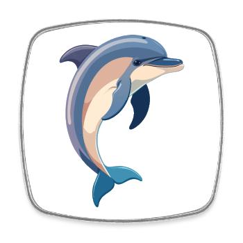blauer Delfin springt aus Wasser Illustration - Viereckiger Kühlschrankmagnet - Weiß - Vorne