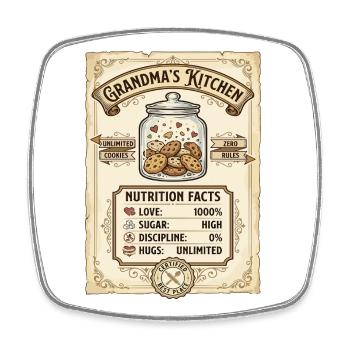 Grandma's Kitchen Nutrition Facts - Square fridge magnet - white - Front