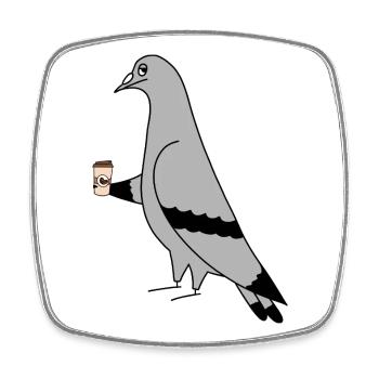 Pigeon with Coffee Cup Urban Minimal Illustration - Square fridge magnet - white - Front
