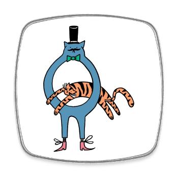 Tiger_Jump - Square fridge magnet - white - Front