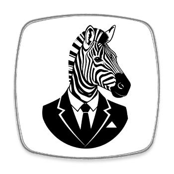 Zebra in a Suit – Elegant Animal Business Design - Square fridge magnet - white - Front