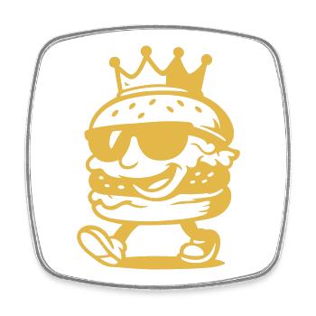 Burger fast-food avec couronne et lunettes de soleil - Magnet carré - blanc - Devant