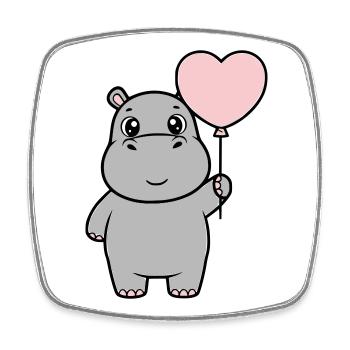 Amour en cœur d’hippopotame doux - Magnet carré - blanc - Devant