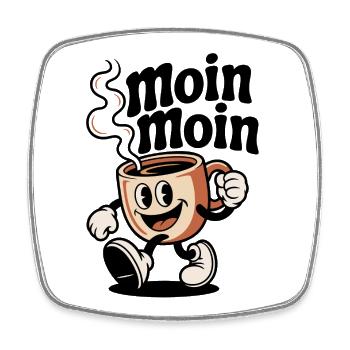 Funny coffee pot - Square fridge magnet - white - Front