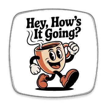 Running Coffee Mug - Square fridge magnet - white - Front