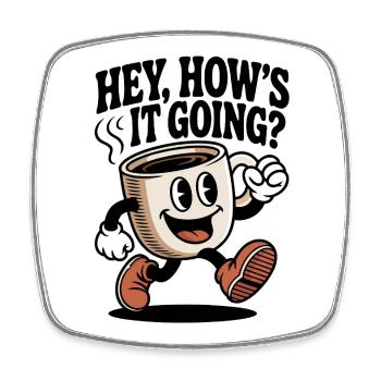 Kaffee  Cartoon Becher - Viereckiger Kühlschrankmagnet - Weiß - Vorne